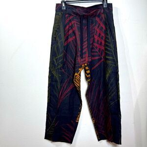 (W2) OSKLEN HYBRID, 100% linen pants, with tropical print, size 28 uniset